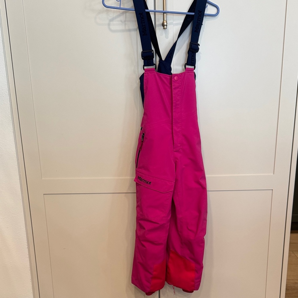 Marmot Kids Pink and Navy Snow Bib